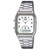 Casio AQ230 Unisex Dual Time Analog Digital Silver Watch AQ-230A-7B