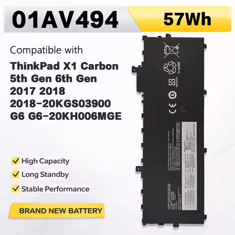 PowerHub 01AV494 01AV430 Battery For Lenovo Thinkpad X1 Carbon 5th 2017 6th 2018 Series 01AV429 SB10