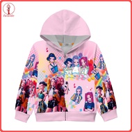 fulaide Printed Hoodie Girls Zip-up Hoodie Korean Pop Anime Girl Group Zip-up Hoodie Perfect for Fan