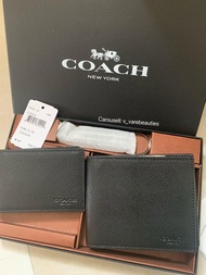 Coach 男款十字紋短銀包