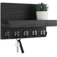 Key Holder for Wall, Decorative Key and Mail Holder with Shelf Has Large Hooks for Bags, Coats, Umbr