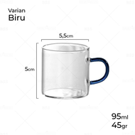 Borosilicate Mini Tea Cup 100ml Cangkir Gelas Teh Kecil Kaca Pegangan Warna Warni borosilikat