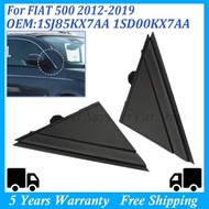 For Fiat 500 12-19 Rear Mirror Triangle Trim Plate Matte Black Door Mirror Flag Cover Moldings 1/2pc