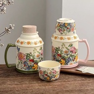 TC16 French Bummer Flower Blossom Mug with Lid Ceramic Kettle Tea Cup Office Exquisite Cup Souvenir