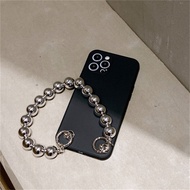 Luxury Korean Silver Bead Bracelet Wrist Bracelet Case for OPPO Reno5 Reno6 Reno7 Reno8 Reno9 Reno10 Pro Reno 10x Zoom Bumper Cover with Chain