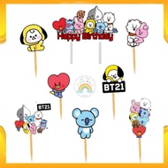 Topper Bt21 Happy Birthday Cake Topper Birthday Cake Decoration/ Tart Cake/ Bouquet Decoration