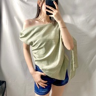 HANG.OUTFIT - Soleil Asymmetrical Top | Asymmetrical Top Blouse Wanita | Sage green and blue Top