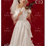 Studio 80s Hong Kong Style Retro Wedding Dress Palace White Dress Photo Photo Costume Girl French Li