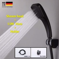 A 3pcs set black ABS High Turbo Pressure Shower Head Bathroom Powerful Energy Water Saving filter in stock Set B