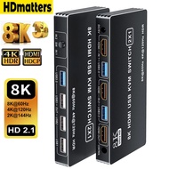 HDMI 2.1 KVM Switch 4K 120Hz 8K 60Hz Dual Port B 3.0 KVM Switch HDR HDCP2.3 HDMI KVM Switcher for Monitor Nvidia Xbox Se