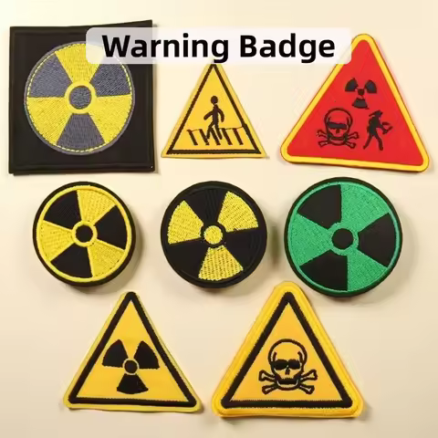Nuclear Radiation Element Embroidery Badge Danger Warning Cloth Sticker Children's Clothing Accessor