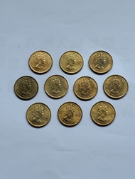 早期香港1978年英女王伊莉莎伯二世 1毫硬幣 十枚 $100