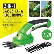 2 in 1 7.2V Electric Trimmer Electric Hedge Trimmer Household Lawn Mower Rechargeable Weeding Shear 