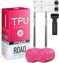 2/4-Pack TPU Inner Tube 700C, Ultralight 30g Road Bike Tube Compatible with 700x18-32C Metal Presta 