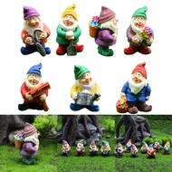 7PCS/SET Funny Gnome Statues Resin Mini Fairy Garden Dwarf DIY Craft Micro Landscape Moss Potting La