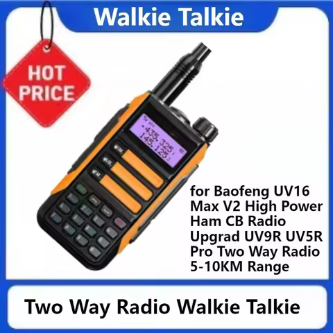 IP68 Waterproof Walkie Talkie for Baofeng UV16 Max V2 High Power Ham CB Radio Upgrad of UV9R UV5R Pr