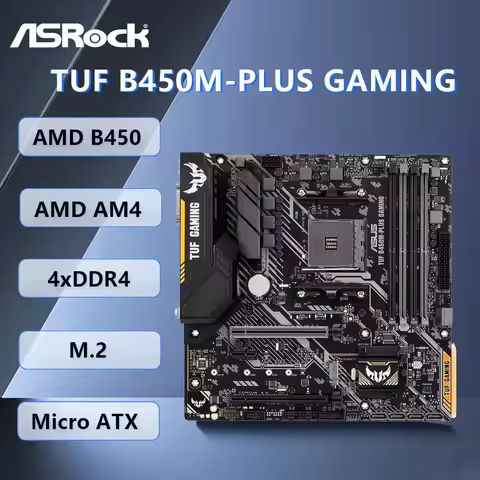 ASUS TUF B450M-PLUS GAMING AMD B450 AM4 Motherboard Support Ryzen 5 5600X/5600 7 5800X3D 5 3600 9 59