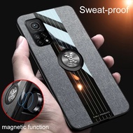 Xiaomi Mi 10T Pro 5G Case Business Ring Holder Fabric Hard Cover Soft Frame Magnetic Phone Case For Mi 10T Pro Mi10T Pro 5G