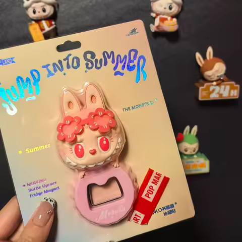 NEW POP LAND Labubu Shine Through Summer MOKOKO JUMP INTO SUMMER Bottle Opener Fridge Magnet Series 