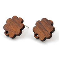 {HJKHL} 10pcs Handmade Brown Wood Geometric Round Flower Stud Earring For Women DIY Earrings Jewelry