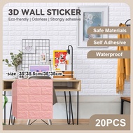 20pcs Wallpaper  35X38.5cm Wall Stickers PE Foam 3D WallPaper Brick safety Waterproof Self Adhesive