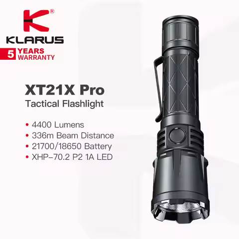 Klarus XT21X Pro Tactical Flashlight with 21700 Battery, 4400 Lumens 336m Beam Distance,Patented Tai