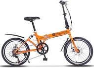 Fashionable Simplicity 20 Inch Folding Bike Single Speed Low Step-Through Steel Frame Foldable Compact Bicycle with Fenders and Comfort Saddle Urban Riding and Commuting Orange