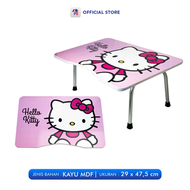 Meja Belajar Lipat Serbaguna Motif Kayu Doraemon Hello Kitty