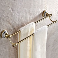 Gold Color Brass Wall Mounted Towel Rack Bar Double Rail Holder Bathroom Accessory Sba255