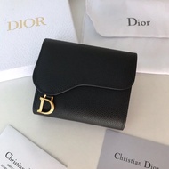 Dior Dior Logo D Decoration Tri-Fold Short Wallet S5613