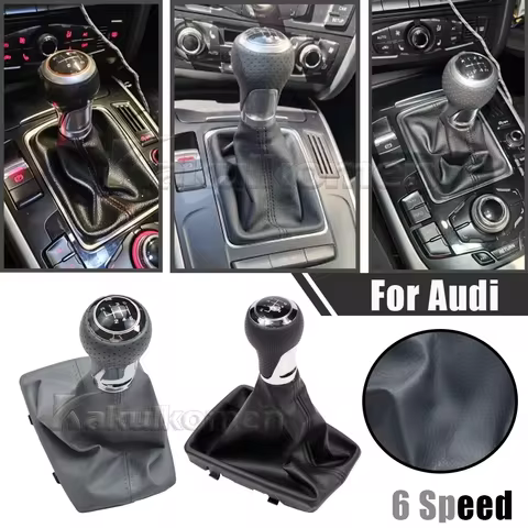 Manual 6 Speed Car Gear Shift Knob Lever HandBall Leather Gaiter Boot Cover For Audi A4 S4 B8 8K/A5 