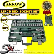 ARROW 32PCS 6 POINT & 12 POINT BOX SOCKET SET 8MM - 32MM BOX SOCKET WRENCH SET ASWS32