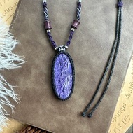 CSP23 民族風 南美蠟線編織 紫龍晶 不鏽鋼珠 項鍊 (可調長度)