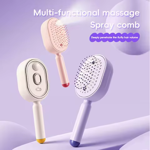 Multifunctional red light spray massage comb hair care and anti-short-tempered, one-button cleaning 