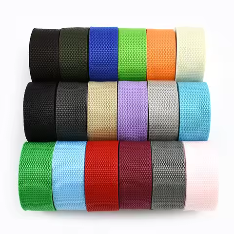 5M 20-50mm Nylon Webbing Roll By Meters 1.1mm Thick Polyester Ribbon Strap for Safety Belt Sling Sew
