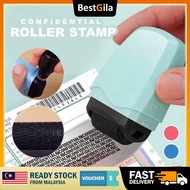 BestGila Malaysia 2 in 1 Seal Roller Stamp Portable Refillable Ink Parcel Shipping Label Data Remover Confidential Chop Self-Inking Security Stamp Roller Privacy Roller Seal Home Office 涂鸦保密印章 涂鸦印章