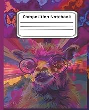 Llama Composition Notebook: Narrow Ruled Paper, 7.5" x 9.25", Red Covers, 110 pages