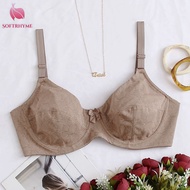 Softrhyme Women Plus Size Bra Ultra Thin Unpadded Deep V Minimizer Bra Comfy E Cup 38E 40E 42E 44E 4