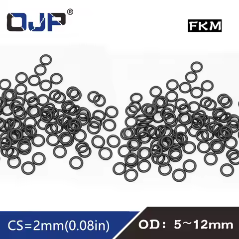 10PCS Fluorine rubber Ring Black FKM O ring Seal OD5/6/7/8/9/10/11/12*2mm Thickness Rubber O-Ring Se