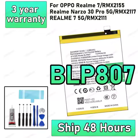 100% New High Quanlity BLP807 Battery For Oppo Realme 7/Realme Narzo 30 Pro 5G/REALME 7 5G/RMX2155/P