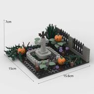 MOC Halloween haunted house building block toy set DIY assembly horror cemetery scene building combi