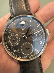 IWC 萬年曆腕錶IWC PORTUGUESE-PERPETUAL 502218 WATCHES INDEX Fullset  IWC萬國錶葡萄牙系列恆動白金腕錶502218，灰色錶盤     18K