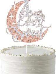 4 Ever Sweet Cake Topper, Four Ever Young, Hello 4, Funny 4th Birthday Party Decorations for Kids Ro