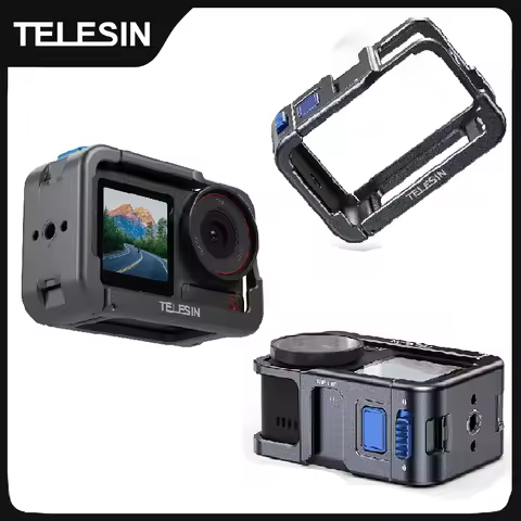 TELESIN Protective Frame Case For DJI OSMO Action 3 4 5Pro Double Clod Shoe Aluminium Alloy shell Fo