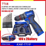 KAR-7718 (KAR7718) KAR98K 18V BRUSHLESS CORDLESS IMPACT DRILL METAL CHUCK FOC DRILL BIT SET