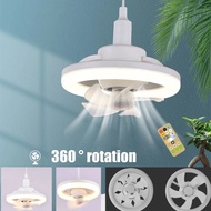 2in1 Ceiling Fan with Light E27 with Remote Electric Fan Lampu Fan Ceiling Adjustable for Kitchen Bedroom Dining Room