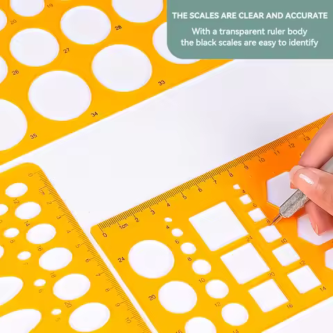 Template Measuring Ruler Circular Oval Ruler 1mm-51mm Durable Home Drawing Design Furniture Architec