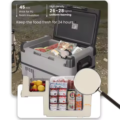 12 Volt Portable Refrigerator Car Freezer With Independent Temperature Control 45l Compressor Fridge