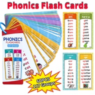 60 Cards English Phonics Learning Flash Cards 117 Groups Early Education Cards for Kids CVC Sight Wo