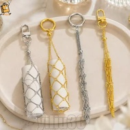 [Prim] [BR] 4-1Pcs Universal Lipstick Metal Net Bag - Hollow Silver Golden Lipstick Pouch Keychain -